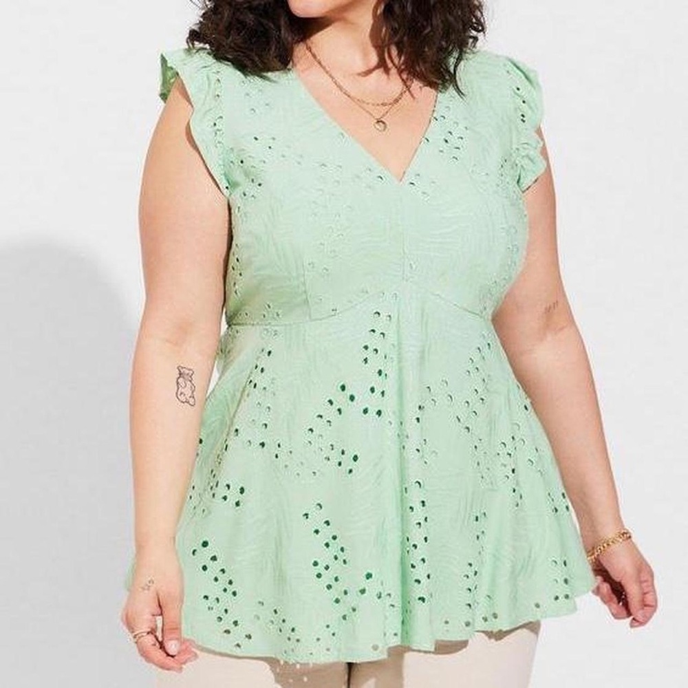 TORRID Mint Green Eyelet Sleeveless Top